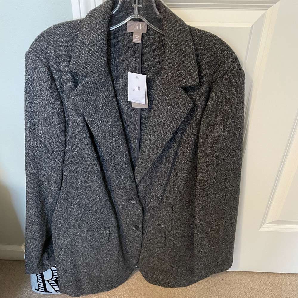 097. NWT J.Jill Tweed Blazer Jacket, Size Medium, Gray